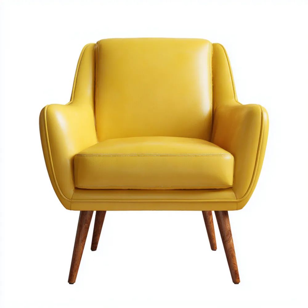 Fauteuil en cuir synthétique 75x80x85 cm – Jaune – Design moderne-Aestelora