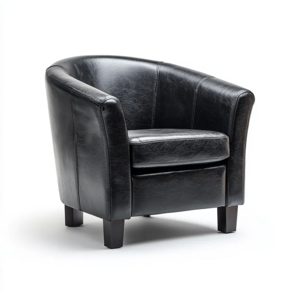 Fauteuil en simili-cuir 75x70x80 cm - Noir - Design classique-Aestelora