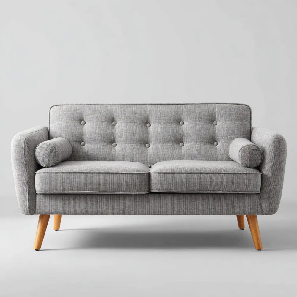 Canapé 2 places tissu 140x80x85 cm – Gris Clair – Design Contemporain-Aestelora