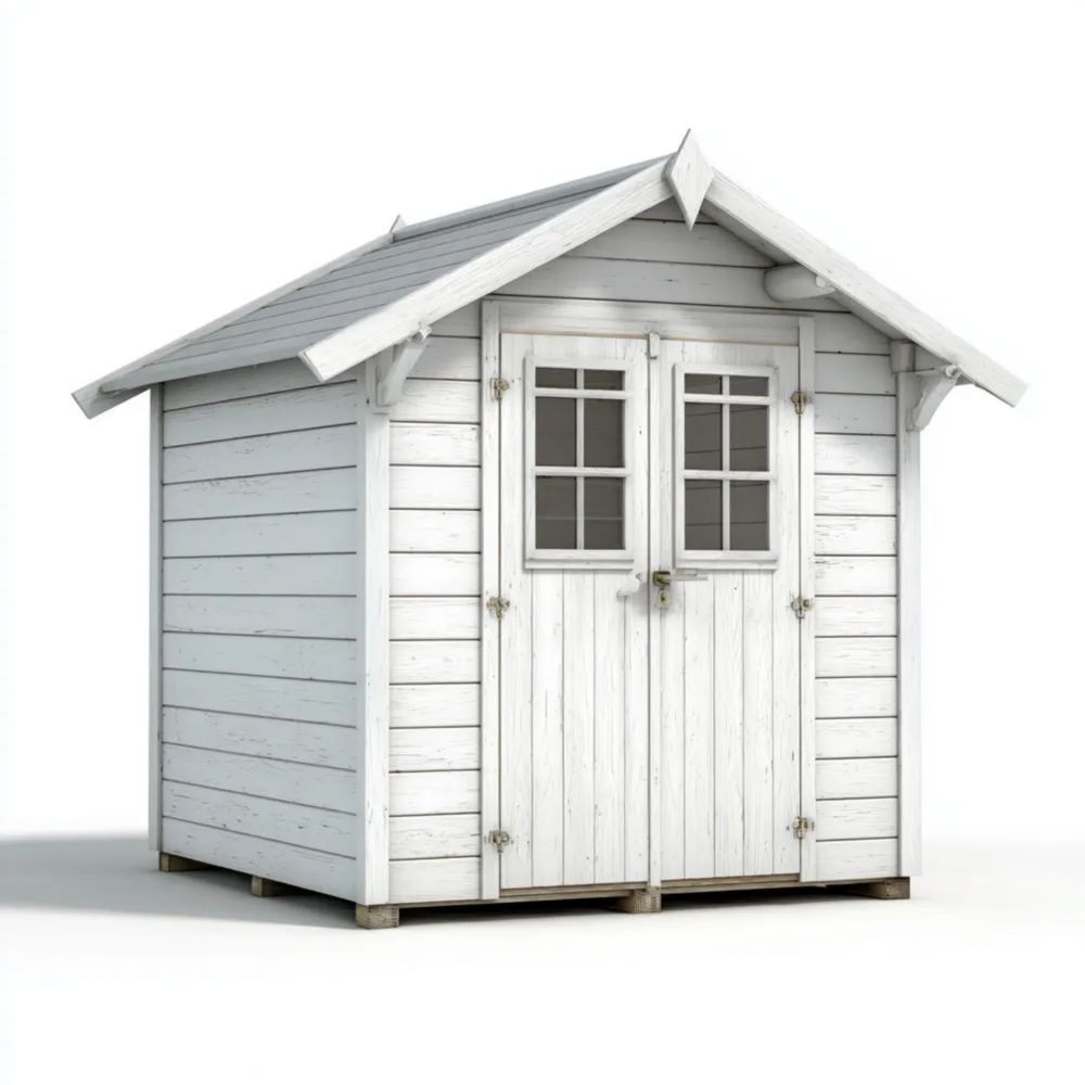 Abri de jardin en bois 200x150x210 cm – Blanc – Style classique-Aestelora