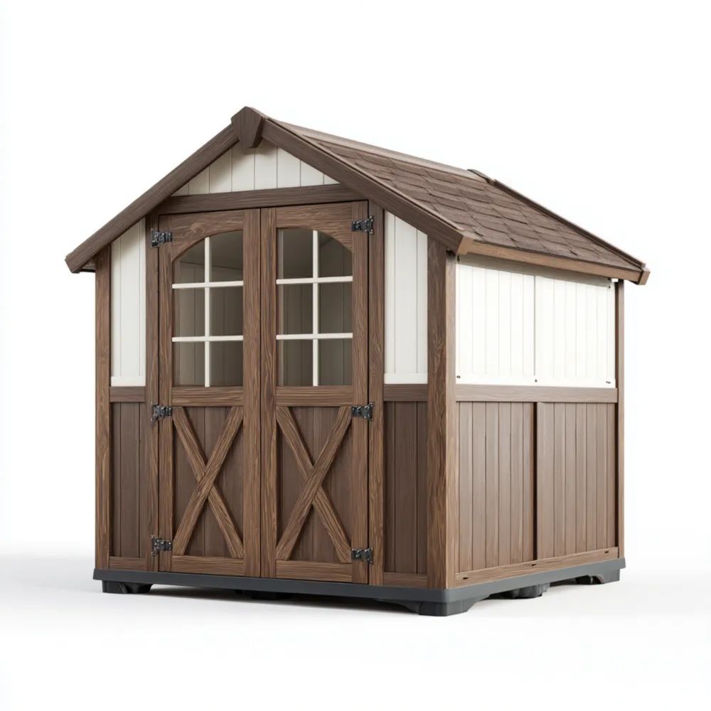 Abri de jardin en Résine 200x200x210 cm – Brun et Blanc – Design Classique-Aestelora