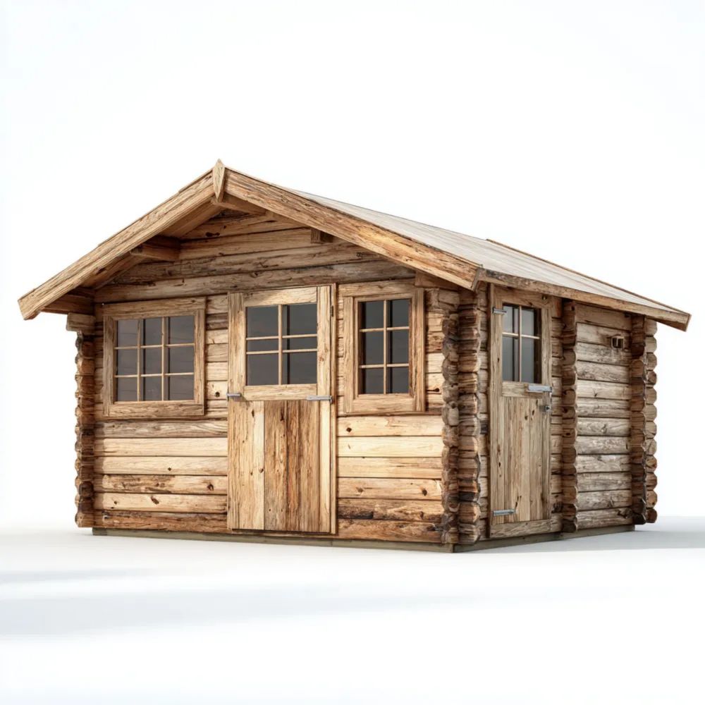 Abri de jardin en bois massif 500x300x250 cm – Naturel – Design rustique-Aestelora