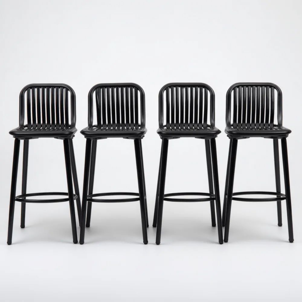 Tabourets de bar en métal Noir 40x40x100 cm – Design contemporain-Aestelora