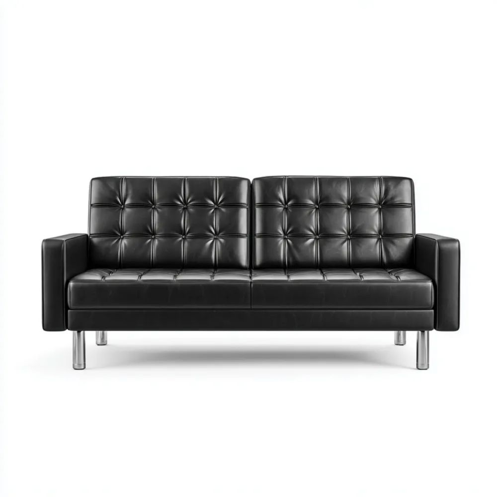 Canapé deux places en cuir synthétique 152x86x80 cm – Noir – Design contemporain-Aestelora