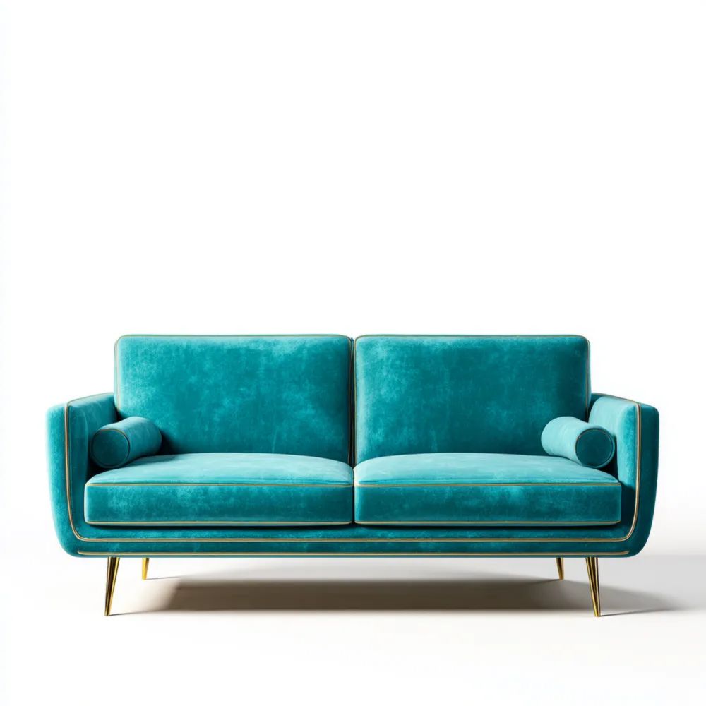 Canapé Deux Places en Velours 150x85x75 cm - Bleu Turquoise - Design Moderne-Aestelora