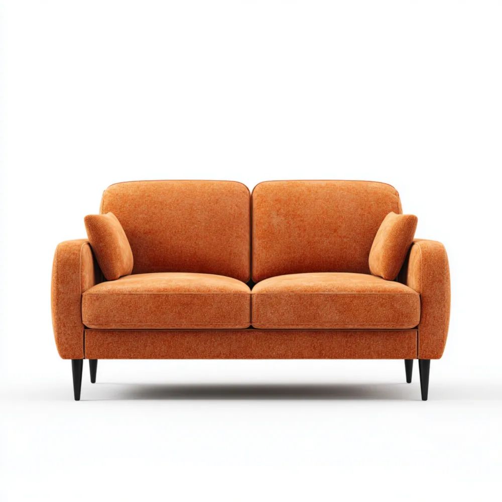 Canapé deux places en tissu 140x80x85 cm - Orange - Design contemporain-Aestelora