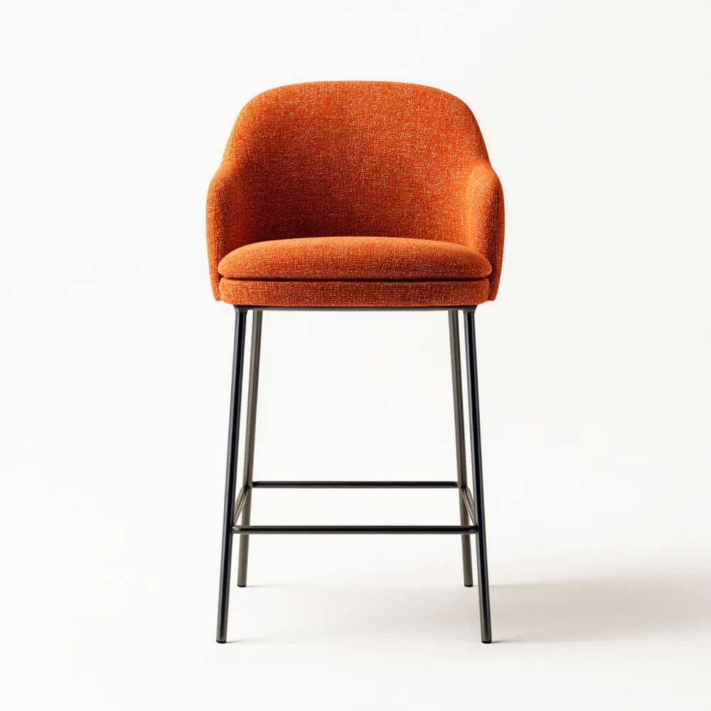 Tabouret de bar en tissu 45x50x75 cm – Orange – Style contemporain-Aestelora