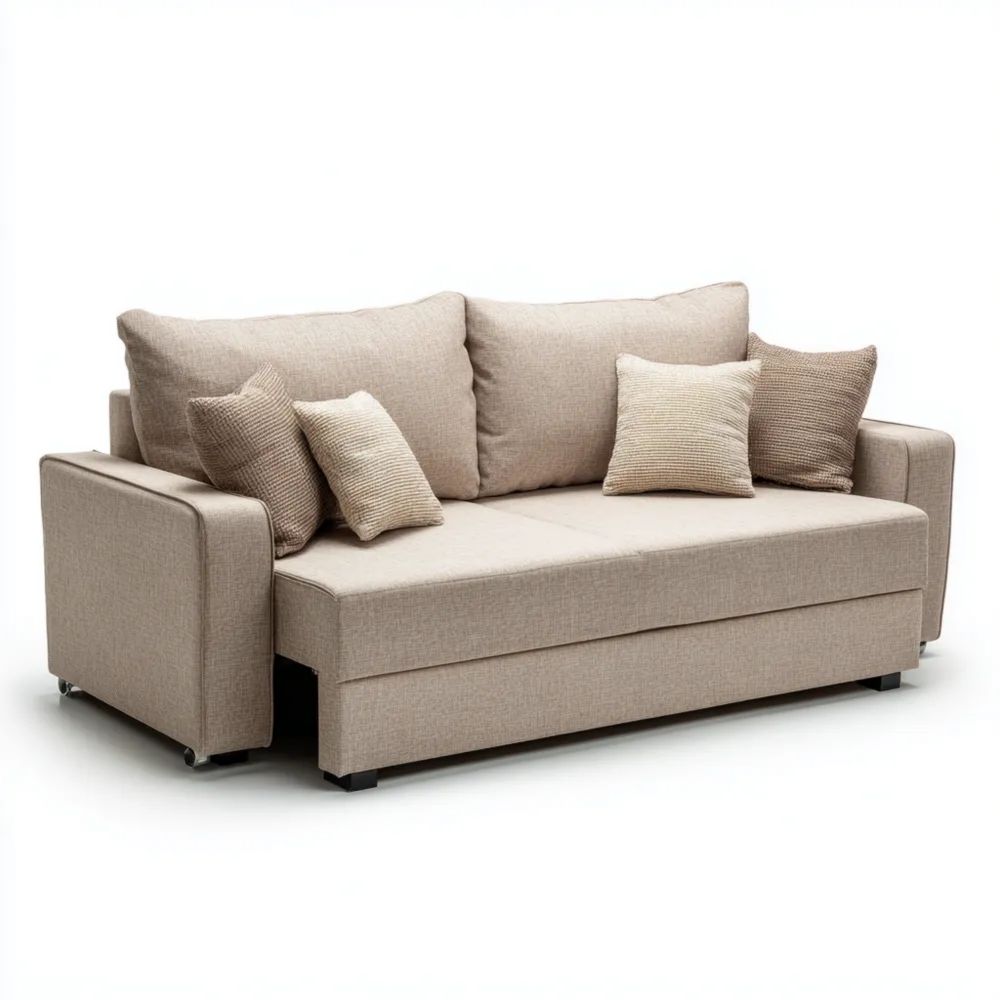 Canapé 2 places tissu 190x85x90 cm – Beige – Convertible Moderne-Aestelora