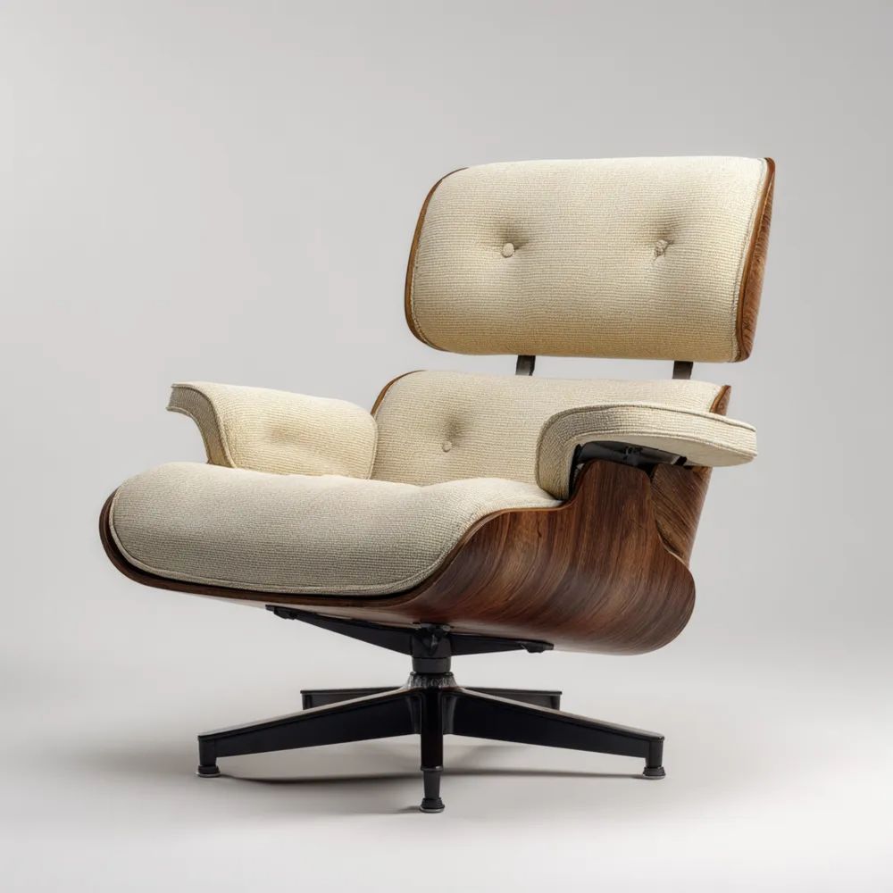 Fauteuil Lounge 80x80x85 cm Bois Rembourré Crème-Aestelora