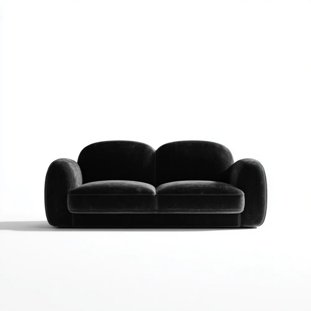 Canapé deux places Velours 160x90x80 cm - Noir - Design Moderne-Aestelora