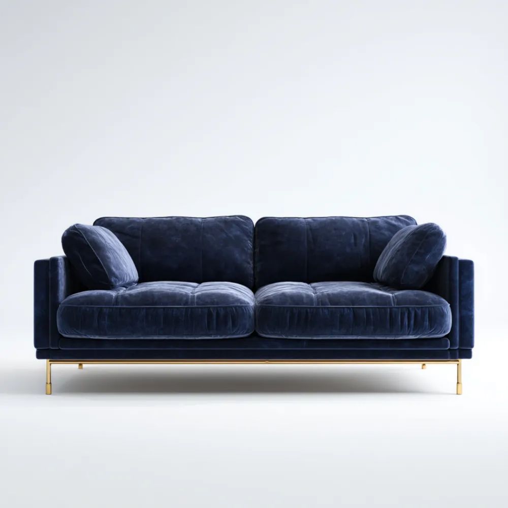 Canapé en Velours 200x85x80 cm - Bleu Nuit - Design Moderne-Aestelora