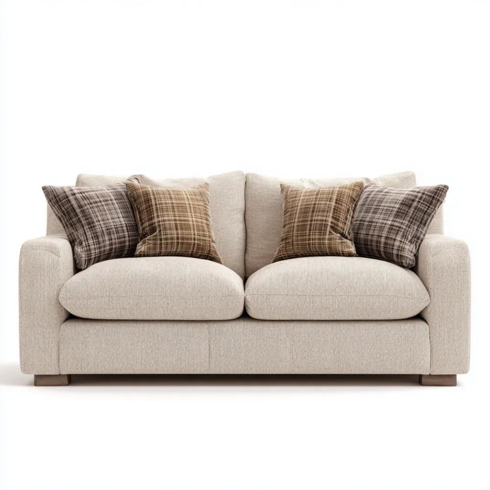 Canapé Deux Places en Tissu Beige 150x85x80 cm Moderne-Aestelora