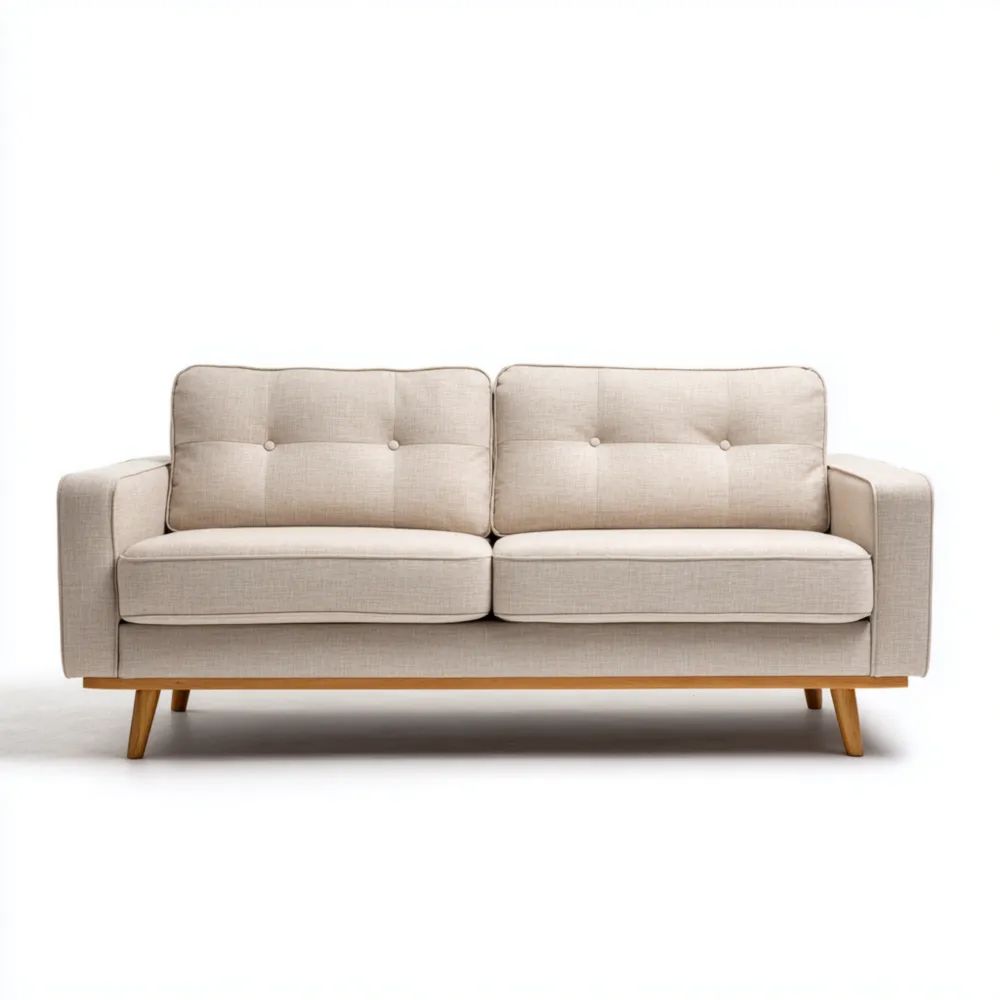 Canapé deux places 140x80x85 cm en Tissu Beige – Design contemporain-Aestelora