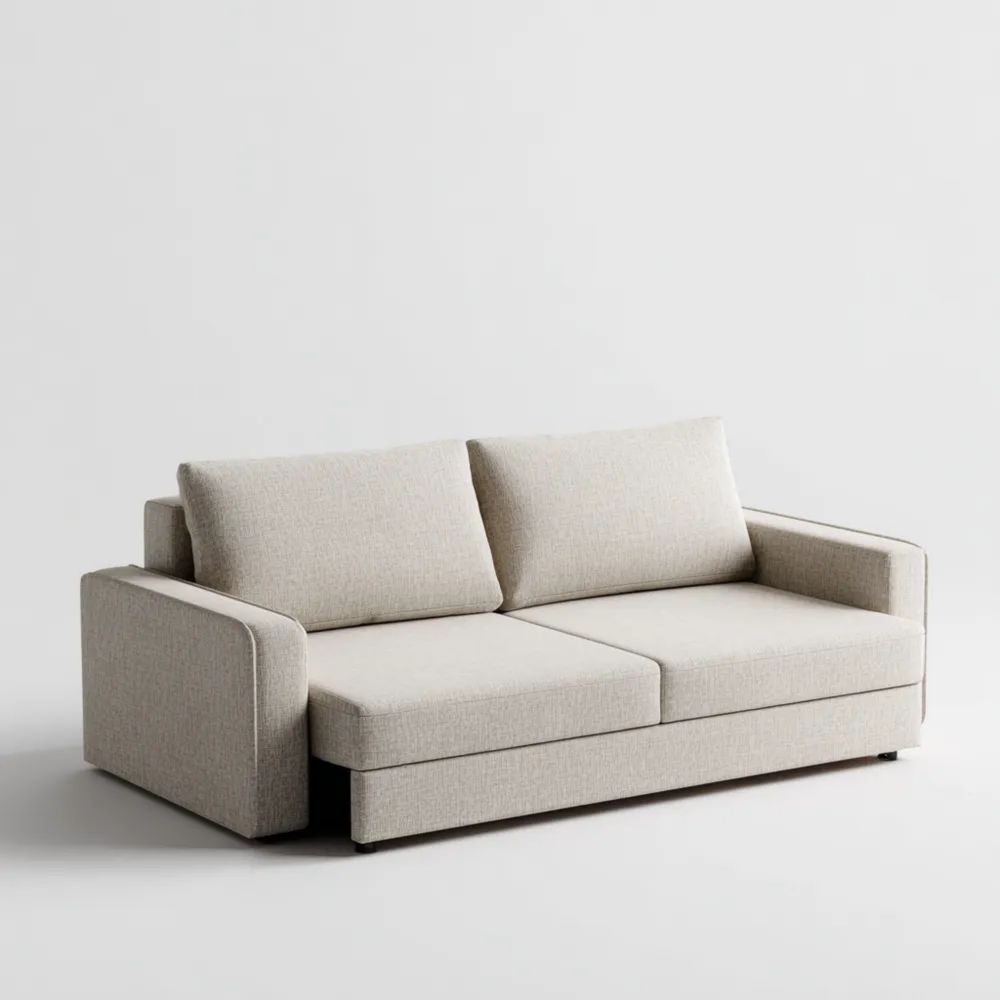 Canapé deux places en tissu 180x90x75 cm – Beige – Design moderne-Aestelora