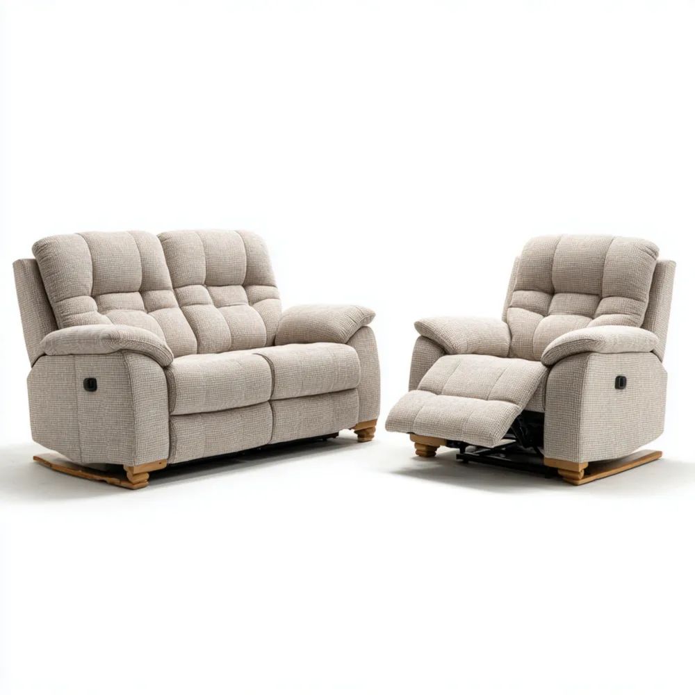 Ensemble de canapés inclinables 150x90x100 cm Tissu Beige – Design Contemporain – 2 pièces-Formelano