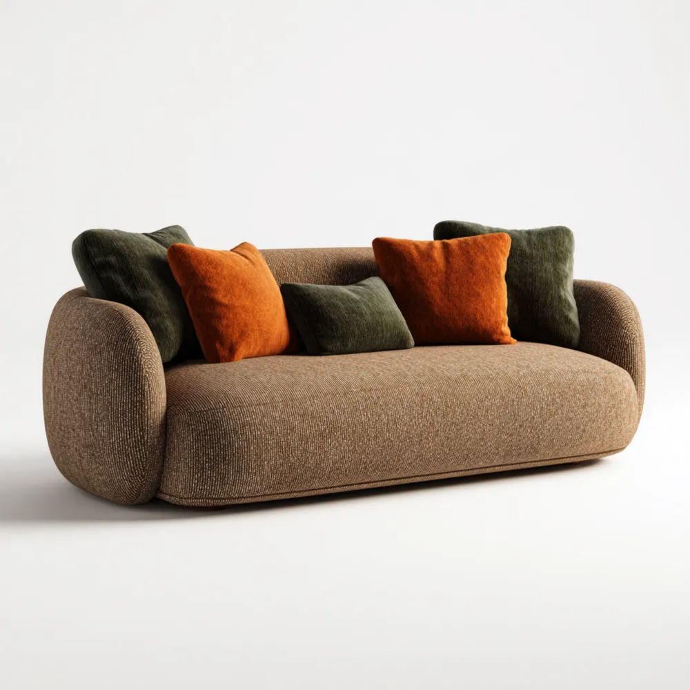 Canapé deux places Tissu 180x90x75 cm – Marron et Orange – Design moderne-Formelano