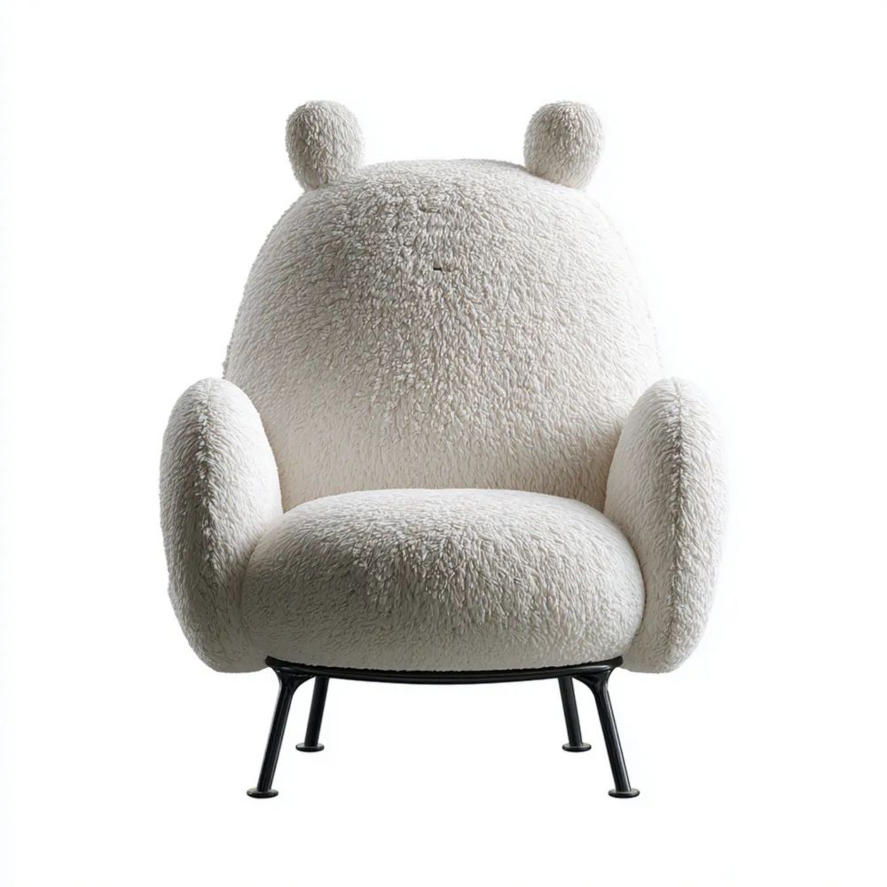 Fauteuil en Peluche Design Moderne 70x80x90 cm Blanc-Formelano