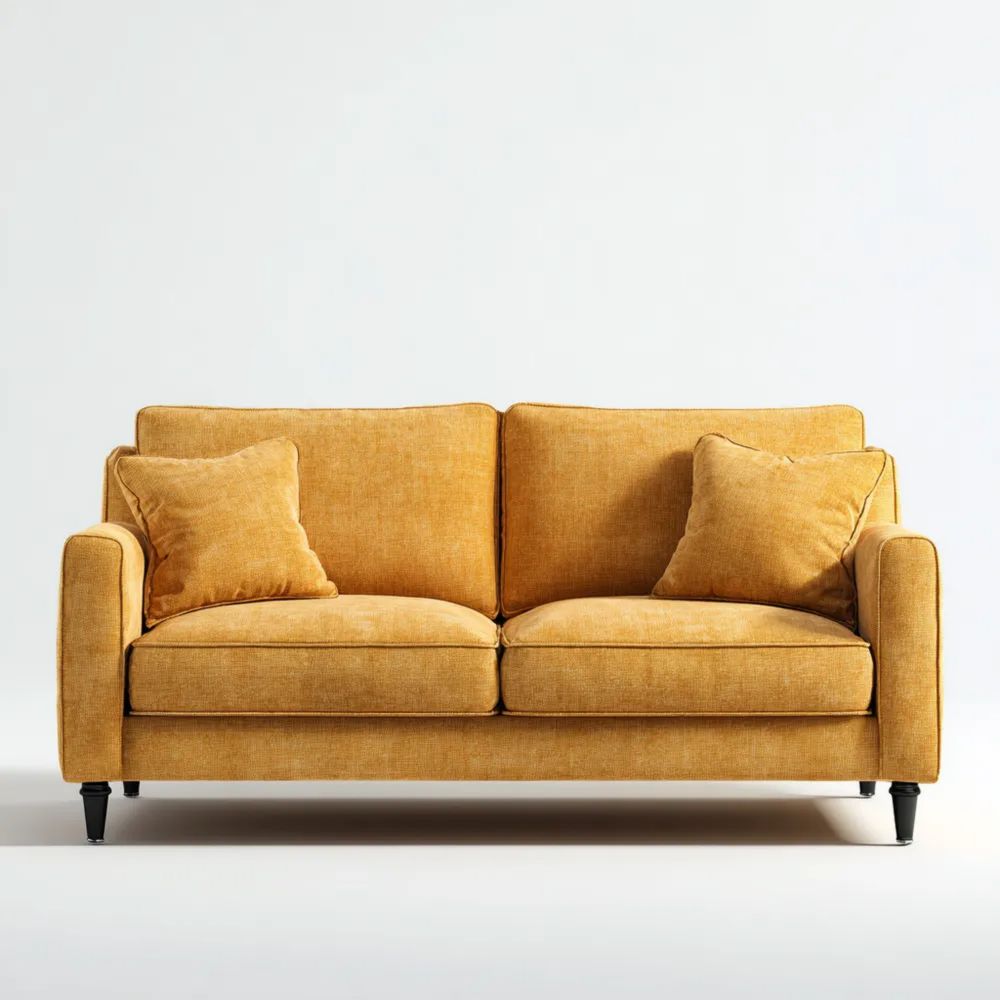 Canapé deux places 150x85x90 cm Tissu – Jaune – Design Contemporain-Formelano