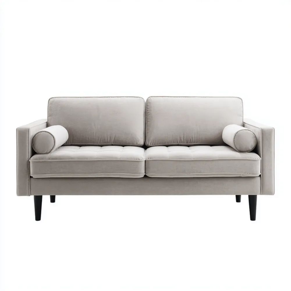 Canapé Deux Places Tissu 150x85x80 cm - Gris Clair - Design Contemporain-Formelano