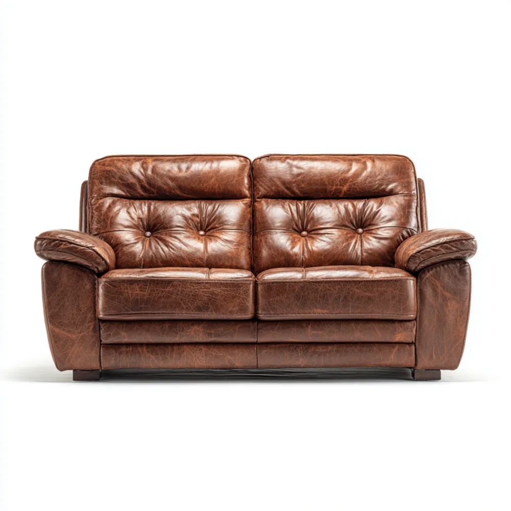 Canapé deux places en cuir 150x90x85 cm – Marron – Style classique-Formelano