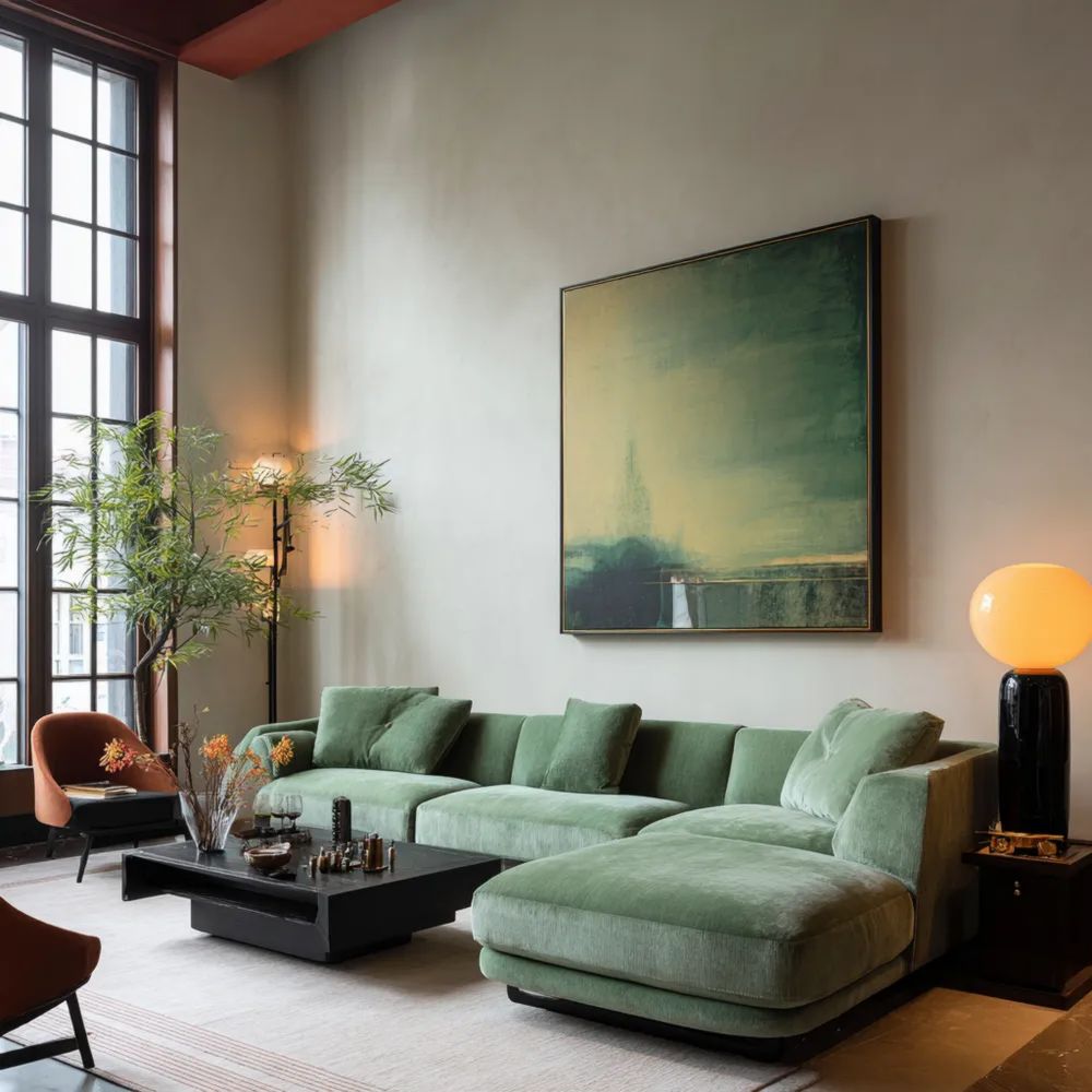 Canapé d'angle Velours 290x160x85 cm - Vert - Design Contemporain-Formelano