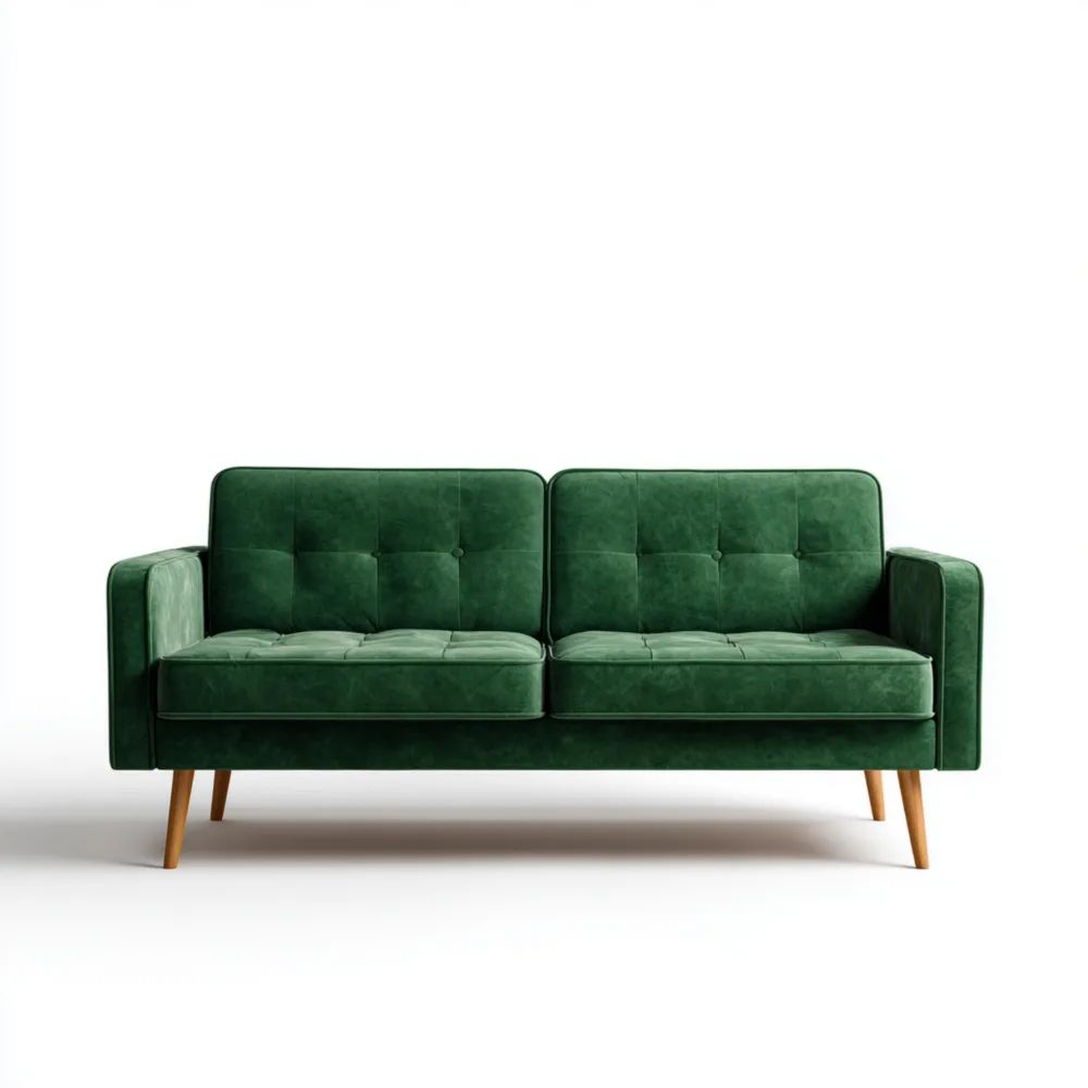 Canapé deux places Velours 150x85x75 cm – Vert – Style moderne-Formelano