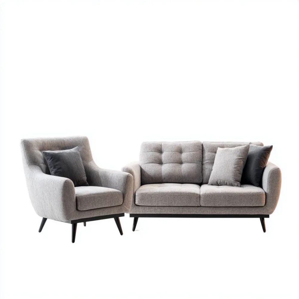 Ensemble de canapés tissu 2 pièces 185x85x90 cm – Gris Clair – Design moderne-Formelano