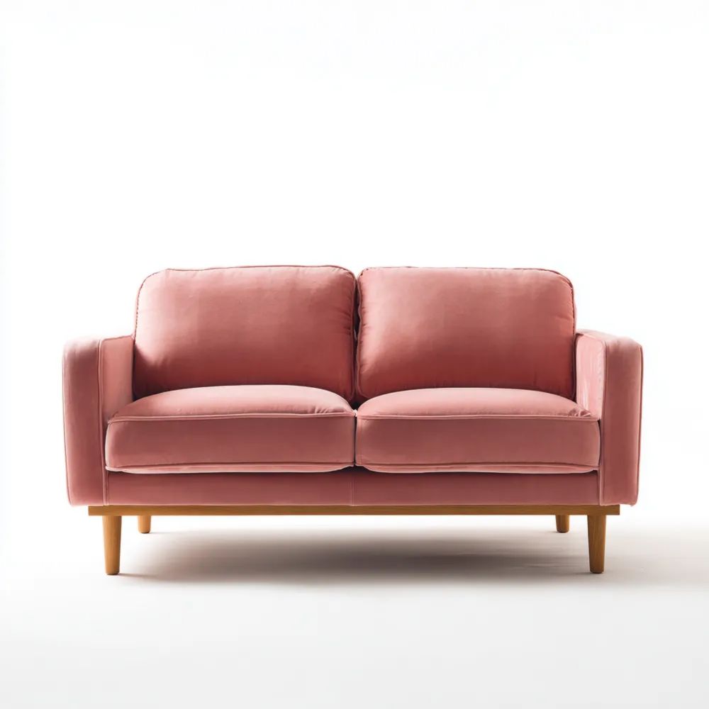 Canapé deux places 120x80x75 cm en velours - Rose - Design contemporain-Formelano