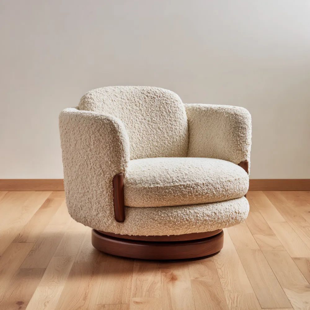 Fauteuil Bouclé 75x80x85 cm - Blanc Crème - Design Contemporain-Formelano