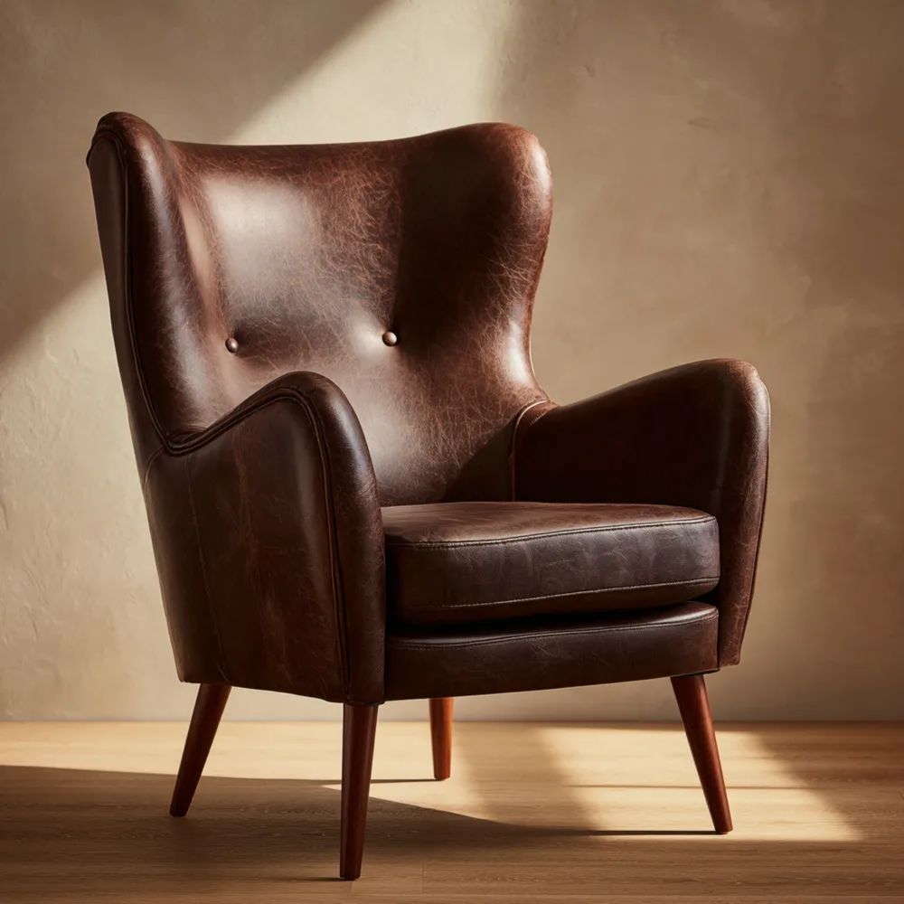 Fauteuil en cuir 85x90x100 cm - Marron Foncé - Design classique-Formelano