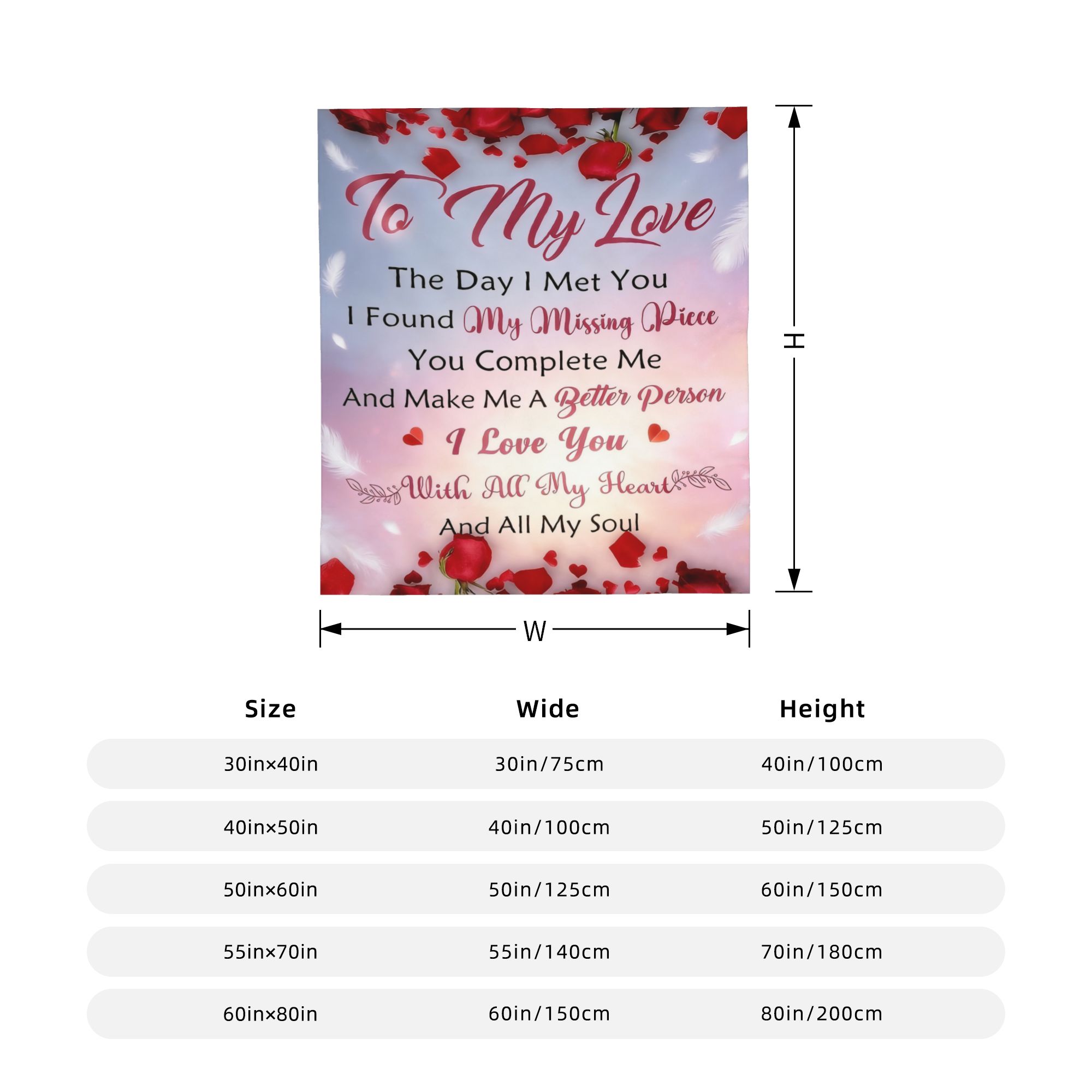 My Love  Romantic Quote Blanket – The Day I Met You, You Completed Me