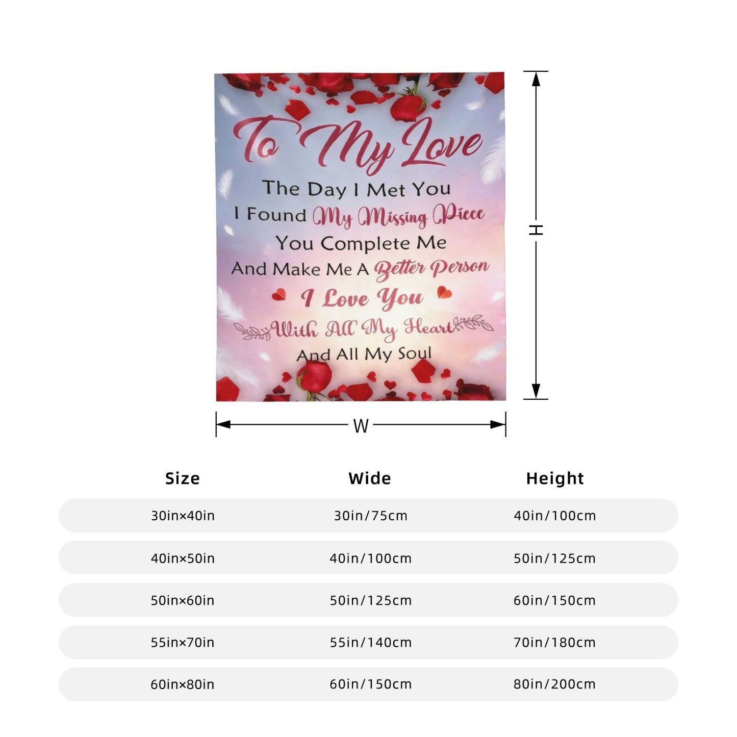 My Love  Romantic Quote Blanket – The Day I Met You, You Completed Me