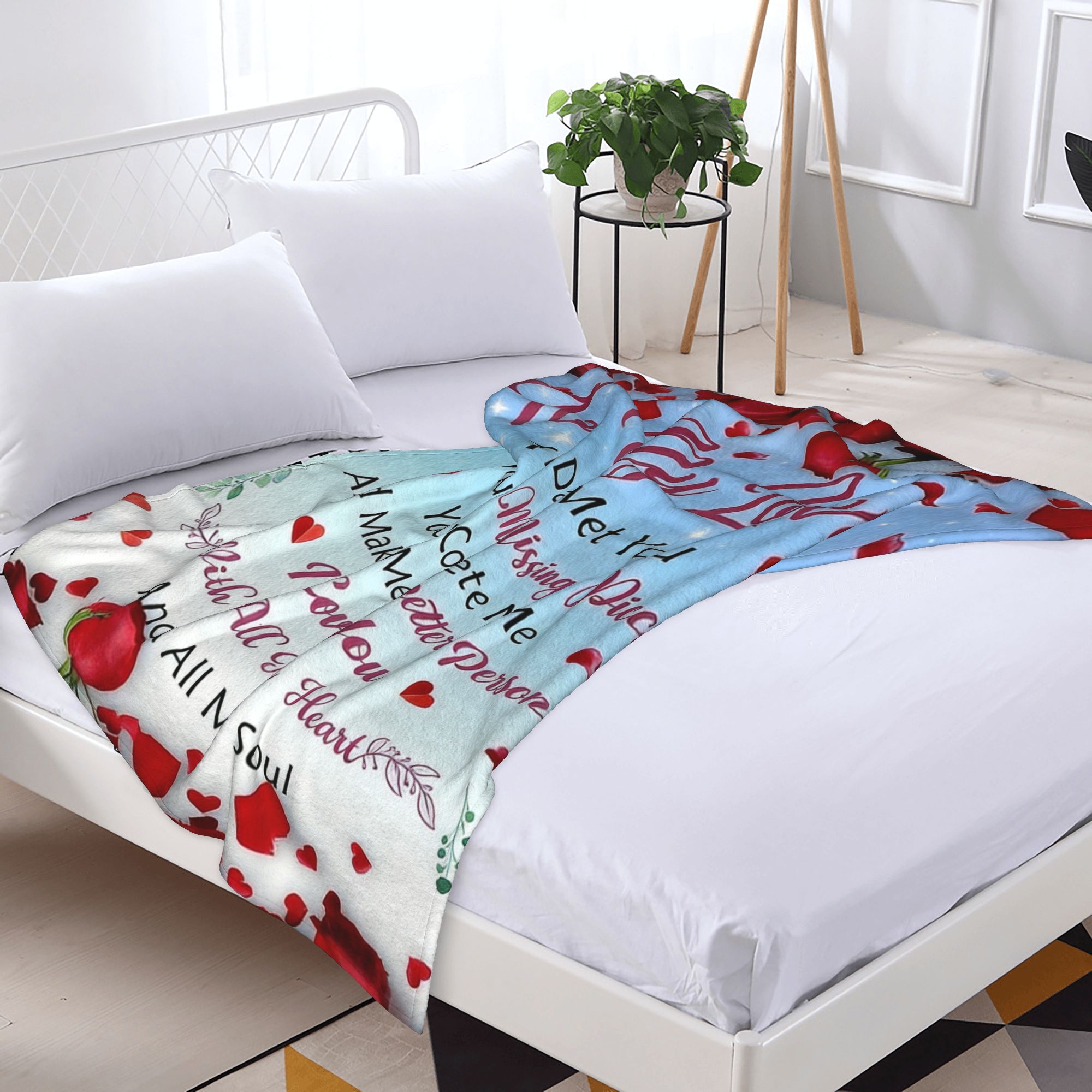 My Love" Romantic Quote Blanket – I Love You With All My Heart & Soul