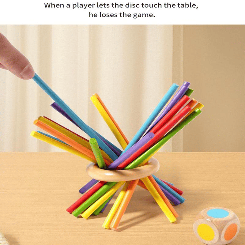 🔥Wooden Stick Game, Colorful Educational Toy for Cognitive Development & Focus Training, Includes Mixed Colors Sticks and one-level Puzzle