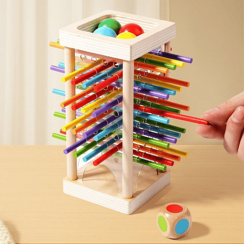 🔥Wooden Stick Game, Colorful Educational Toy for Cognitive Development & Focus Training, Includes Mixed Colors Sticks and one-level Puzzle