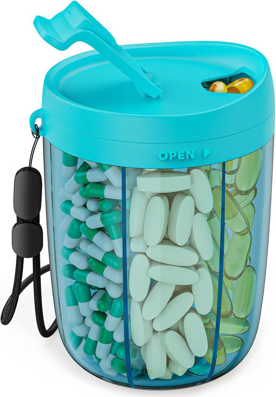 🎁🔥Pill Dispenser Bottle with 6 Compartments | Never Miss a Dose Again! 💊⏰