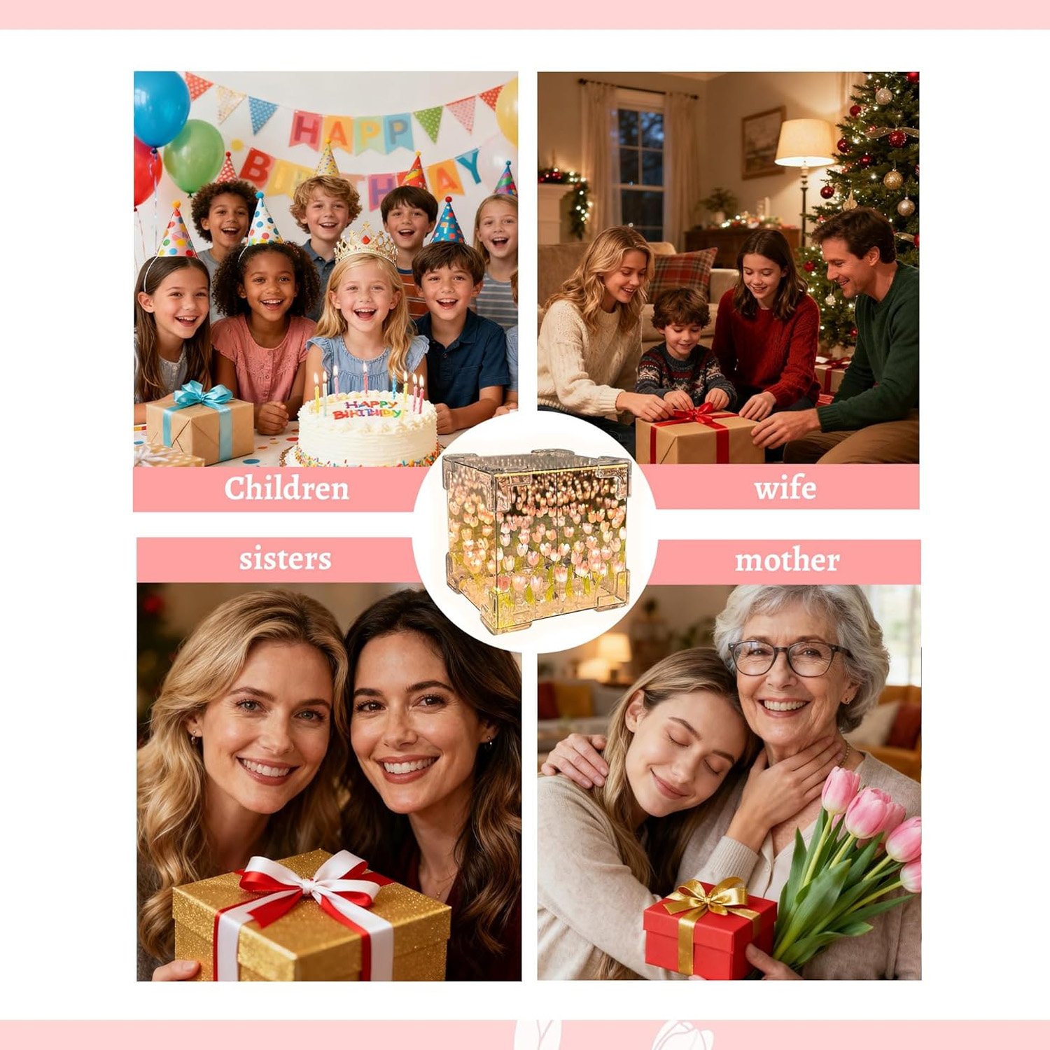 🔥HOT SALE✨ DIY/Pre-Made Tulip Cube Mirror Lamp | Infinite Glow Night Light – Perfect Bedroom Decor & Gift