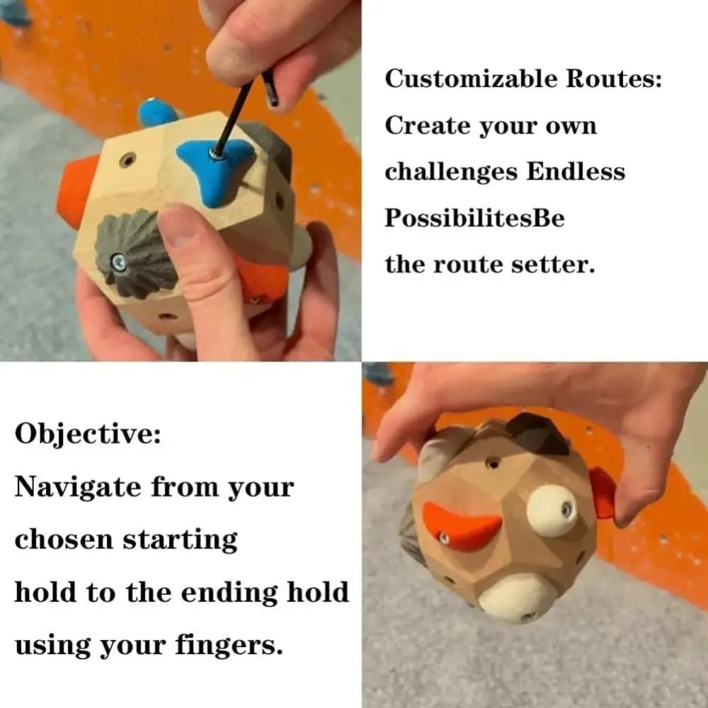 ⚡Portable 3D Hangboard with 12 Detachable Climbing Holds - Customizable Wooden Fingerboard & Stress Relief Tool