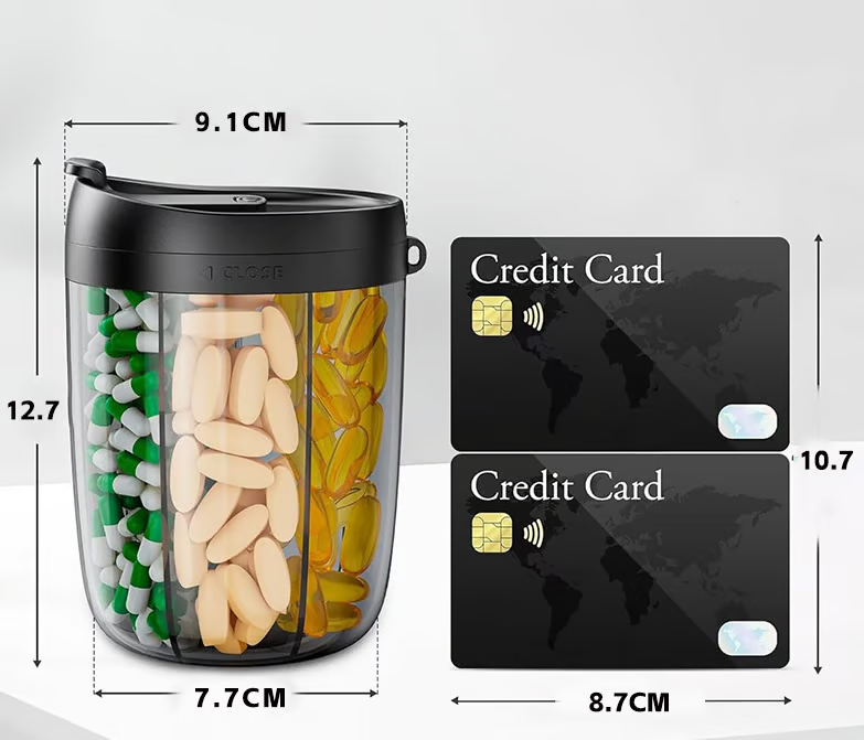 🎁🔥Pill Dispenser Bottle with 6 Compartments | Never Miss a Dose Again! 💊⏰