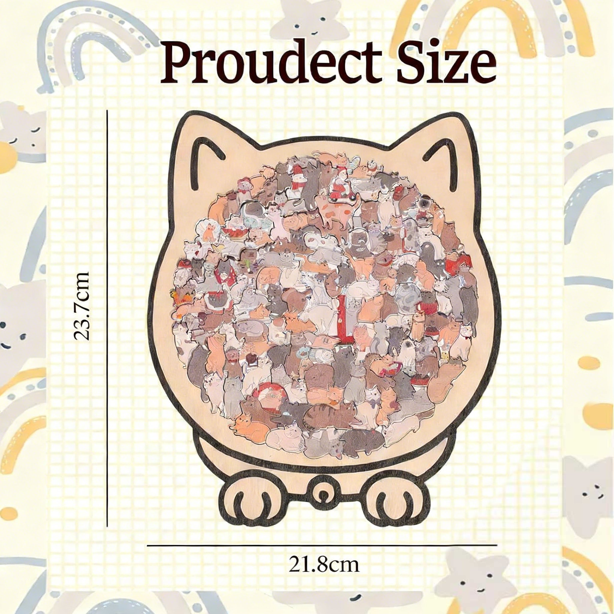 ⚡Purr-fect Feline Art Puzzle:135-Piece Morandi-Colored Cat Shaped Wooden Jigsaw Puzzle🐱🧩