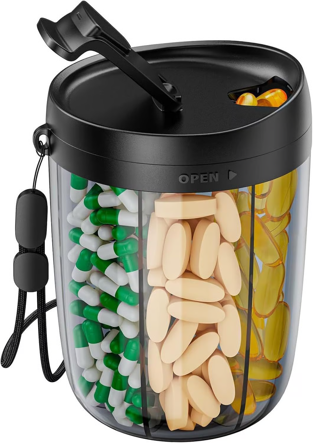 🎁🔥Pill Dispenser Bottle with 6 Compartments | Never Miss a Dose Again! 💊⏰