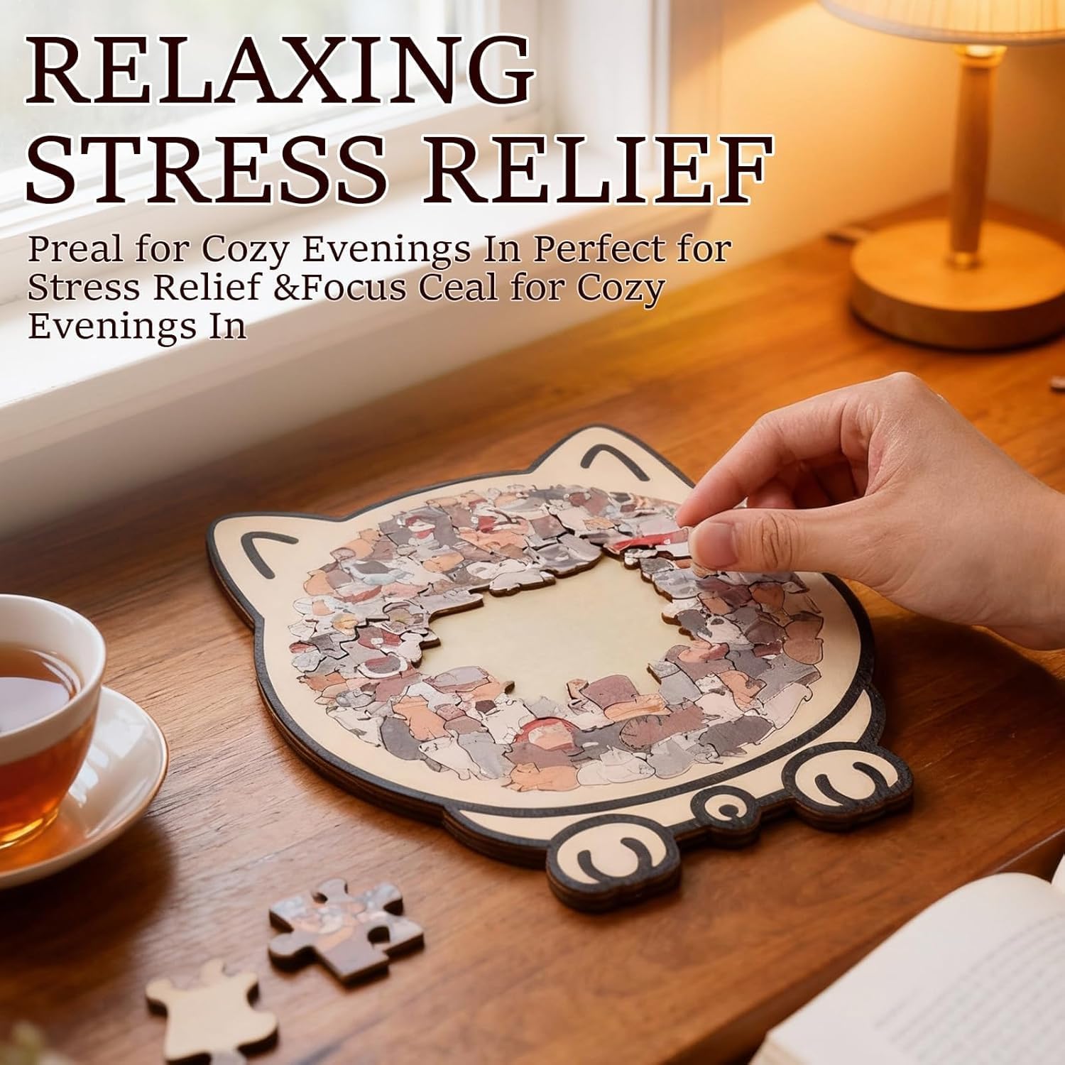 ⚡Purr-fect Feline Art Puzzle:135-Piece Morandi-Colored Cat Shaped Wooden Jigsaw Puzzle🐱🧩