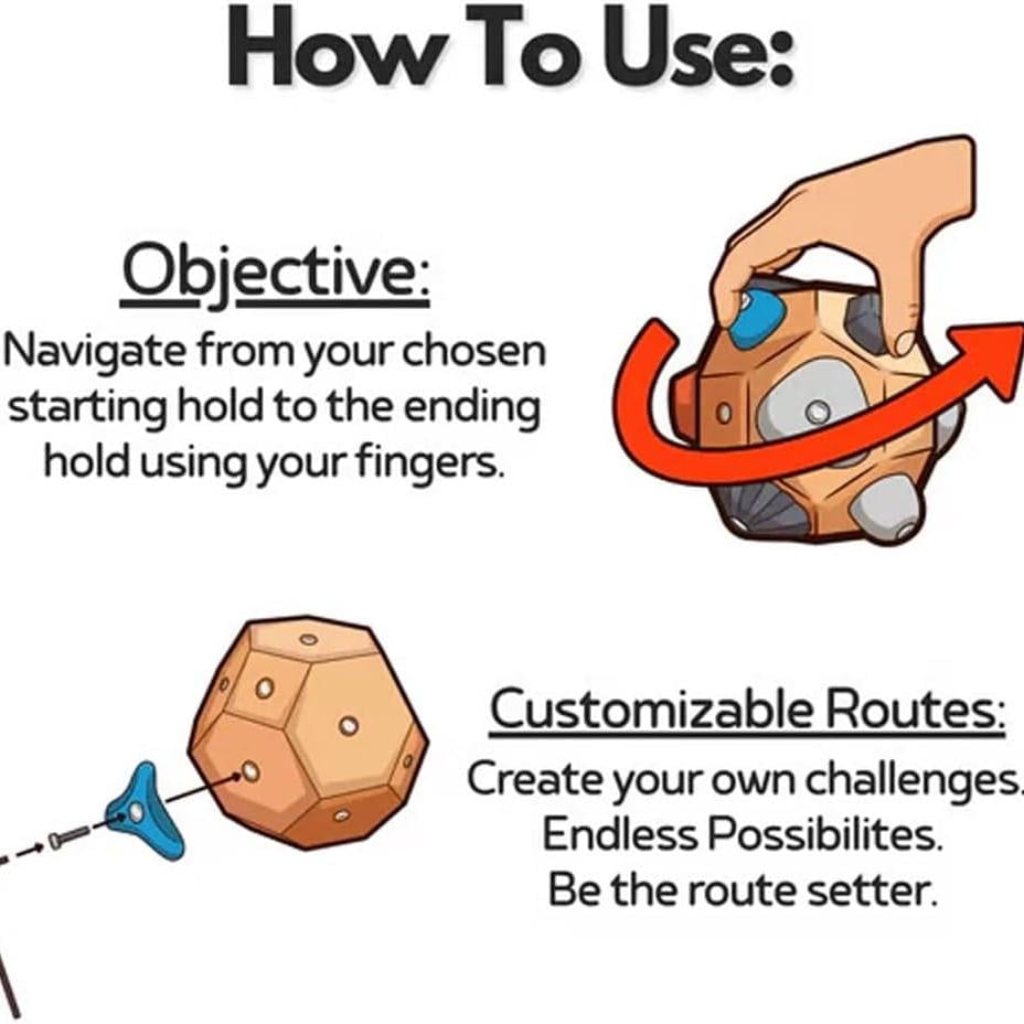 ⚡Portable 3D Hangboard with 12 Detachable Climbing Holds - Customizable Wooden Fingerboard & Stress Relief Tool