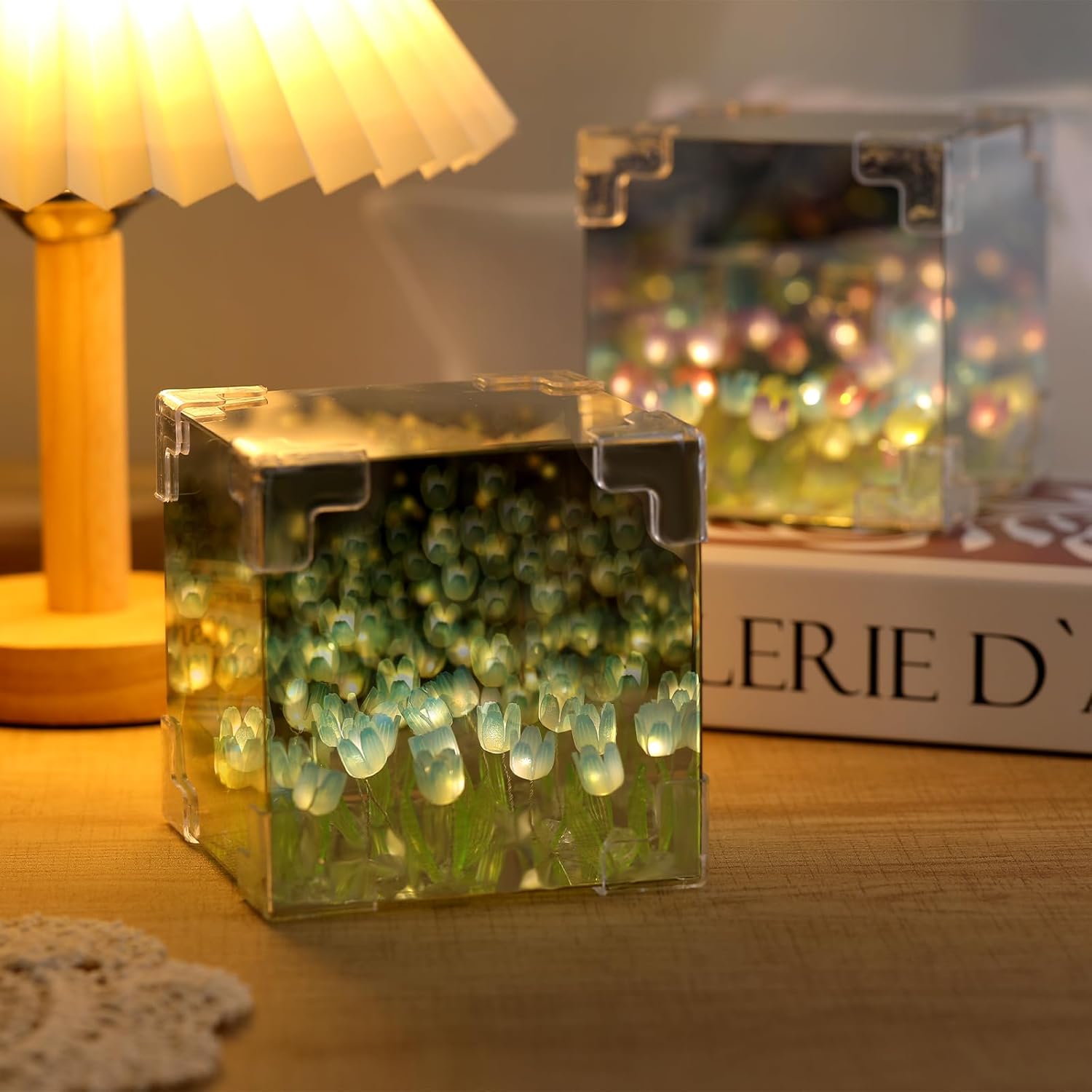 🔥HOT SALE✨ DIY/Pre-Made Tulip Cube Mirror Lamp | Infinite Glow Night Light – Perfect Bedroom Decor & Gift
