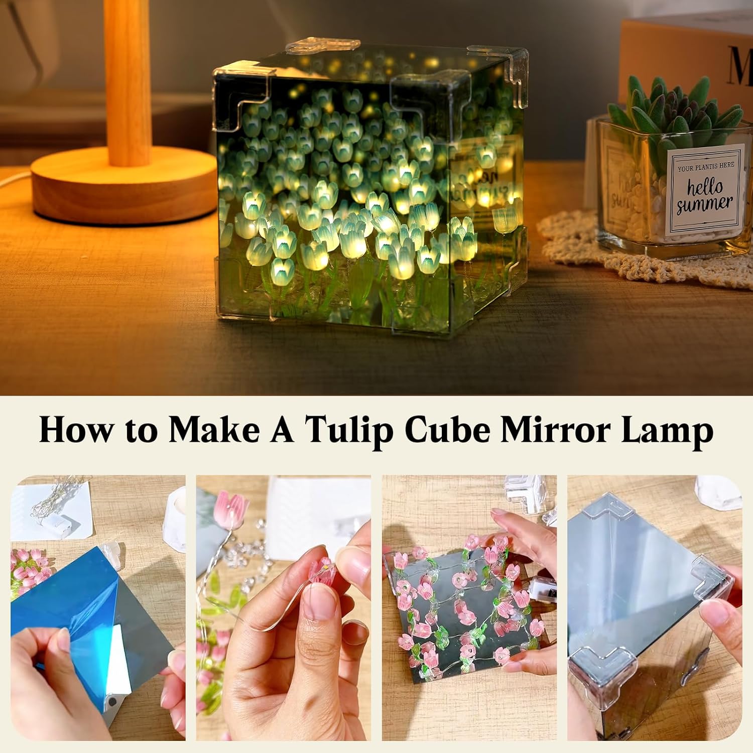 🔥HOT SALE✨ DIY/Pre-Made Tulip Cube Mirror Lamp | Infinite Glow Night Light – Perfect Bedroom Decor & Gift