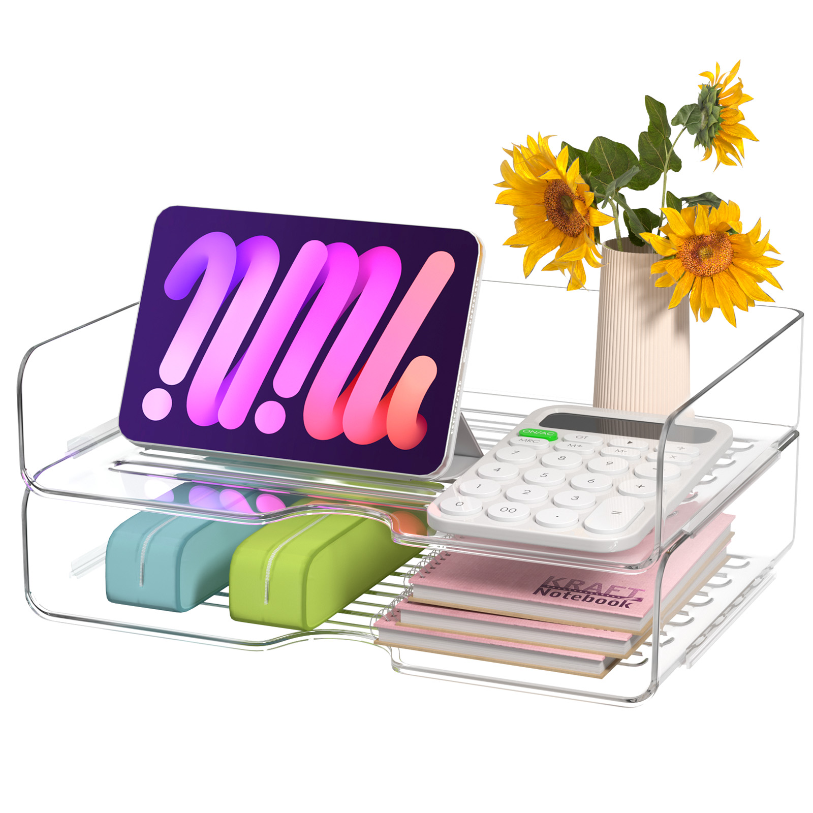 Acrylic Letter Tray in Premium Quality, Transparent Storage Bins Stackable,Stackable Document Tray, Storage Bins, Letter Sheet 2Pack