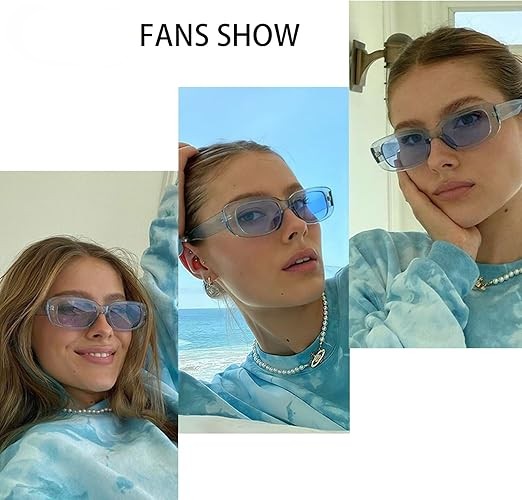 Rectangle Sunglasses for Women Retro Driving Glasses 90’s Vintage Fashion Narrow Square Frame UV400 Protection