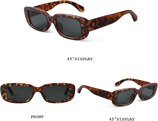 Rectangle Sunglasses for Women Retro Driving Glasses 90’s Vintage Fashion Narrow Square Frame UV400 Protection