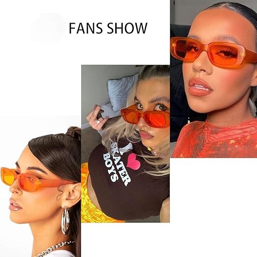 Rectangle Sunglasses for Women Retro Driving Glasses 90’s Vintage Fashion Narrow Square Frame UV400 Protection