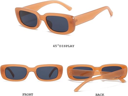 Rectangle Sunglasses for Women Retro Driving Glasses 90’s Vintage Fashion Narrow Square Frame UV400 Protection